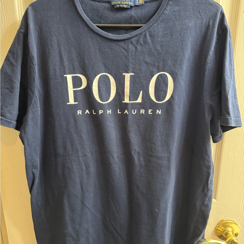 Ralph Lauren Navy Short Sleeve Tee with Cream POLO Logo